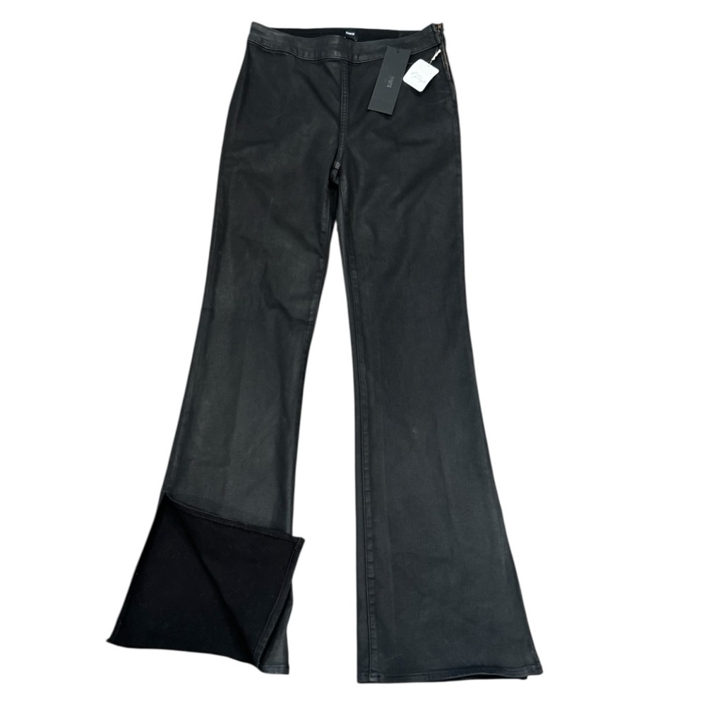 Edwin Free People Jeans Sz 27 Black Coated Denim Lark Pull-On Slit Bootcut/Flare